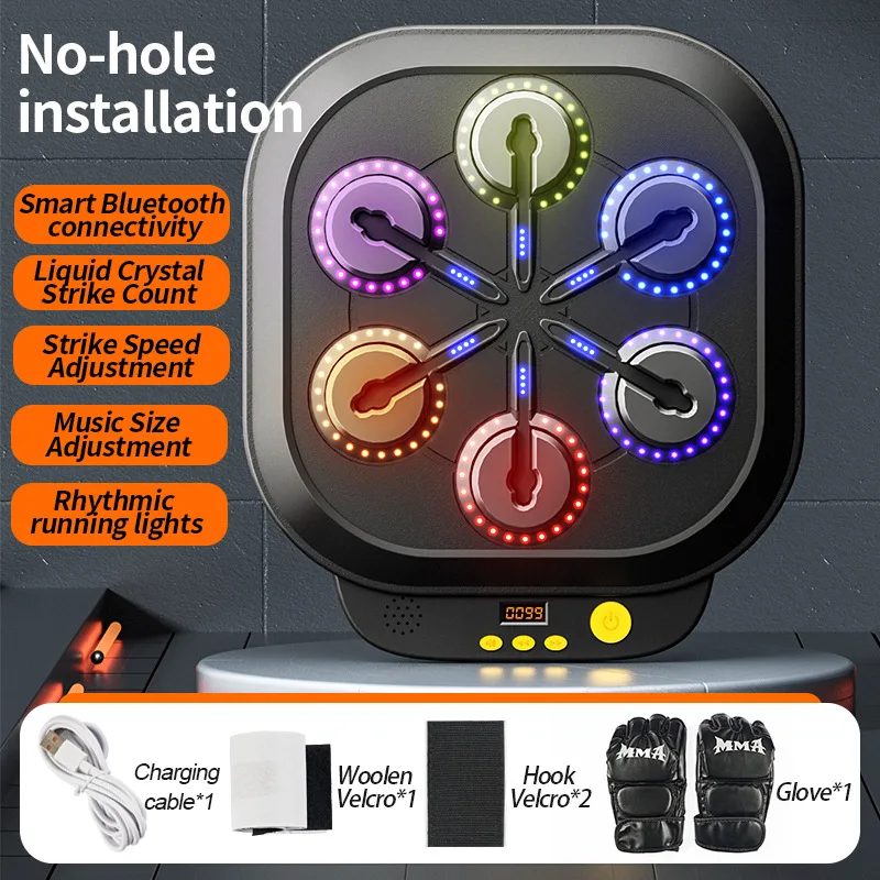 Popular Smart Bluetooth Music Boxing Machine Kid Punching Boxing Target Fitness Set with Music and Light