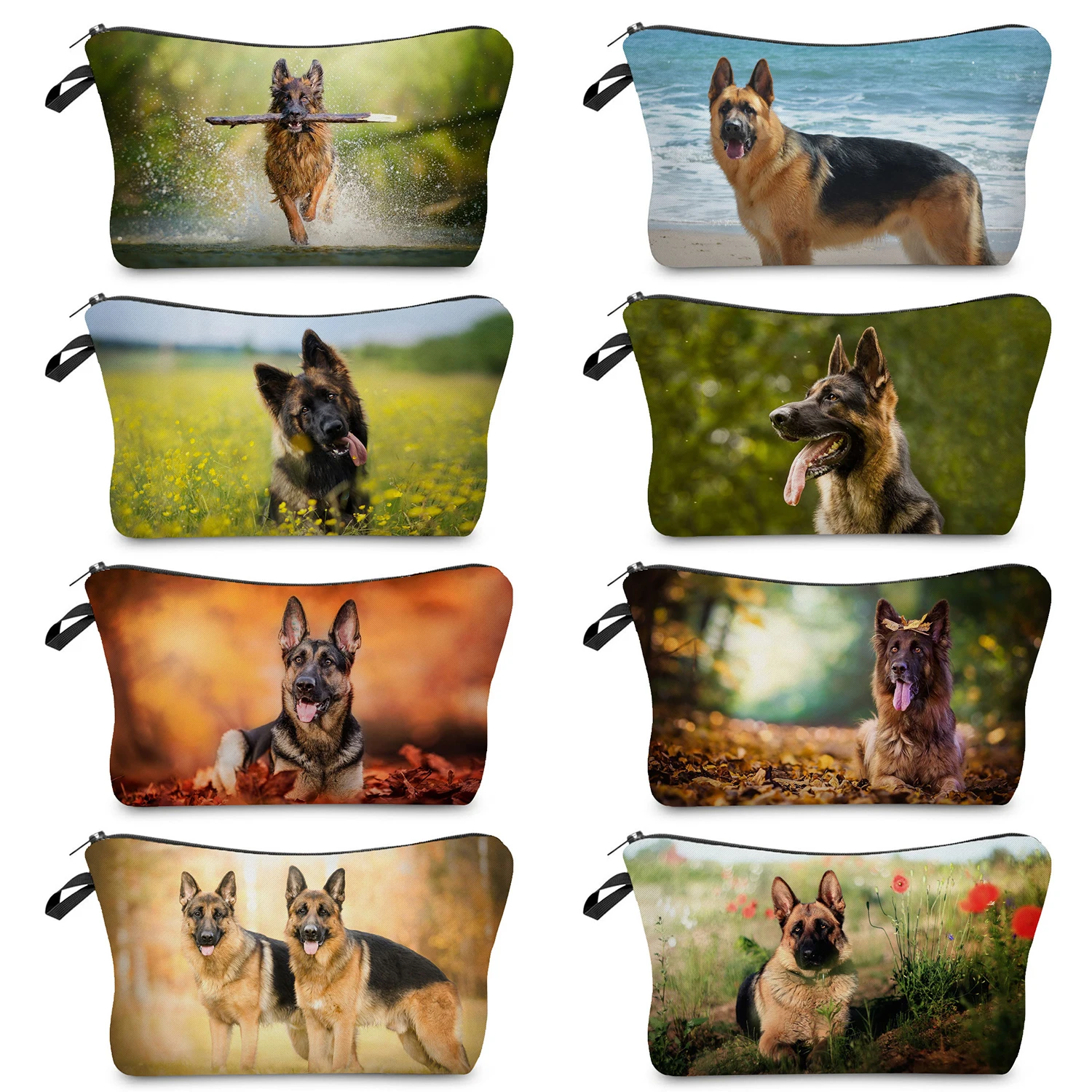 Veranstalter lässig Schäferhund Tier gedruckt Damen Make-up Tasche Outdoor Strand Reise Toiletten artikel Kit Frauen Kosmetik tasche Mini