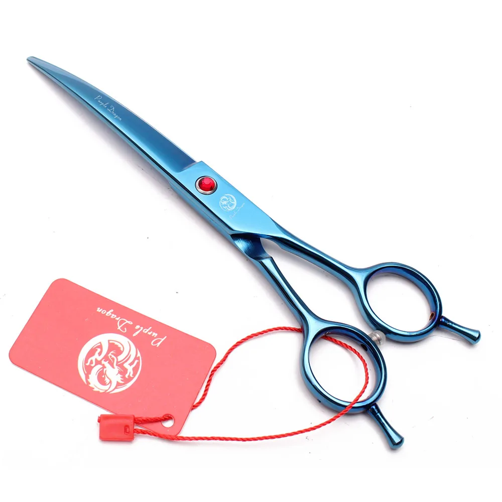 Curved Scissors Purple Dragon Japan Stainless Blue 8" Pet Grooming Scissors Professional Dog Shears Dog Beauty Z3005A dog grooming scissors