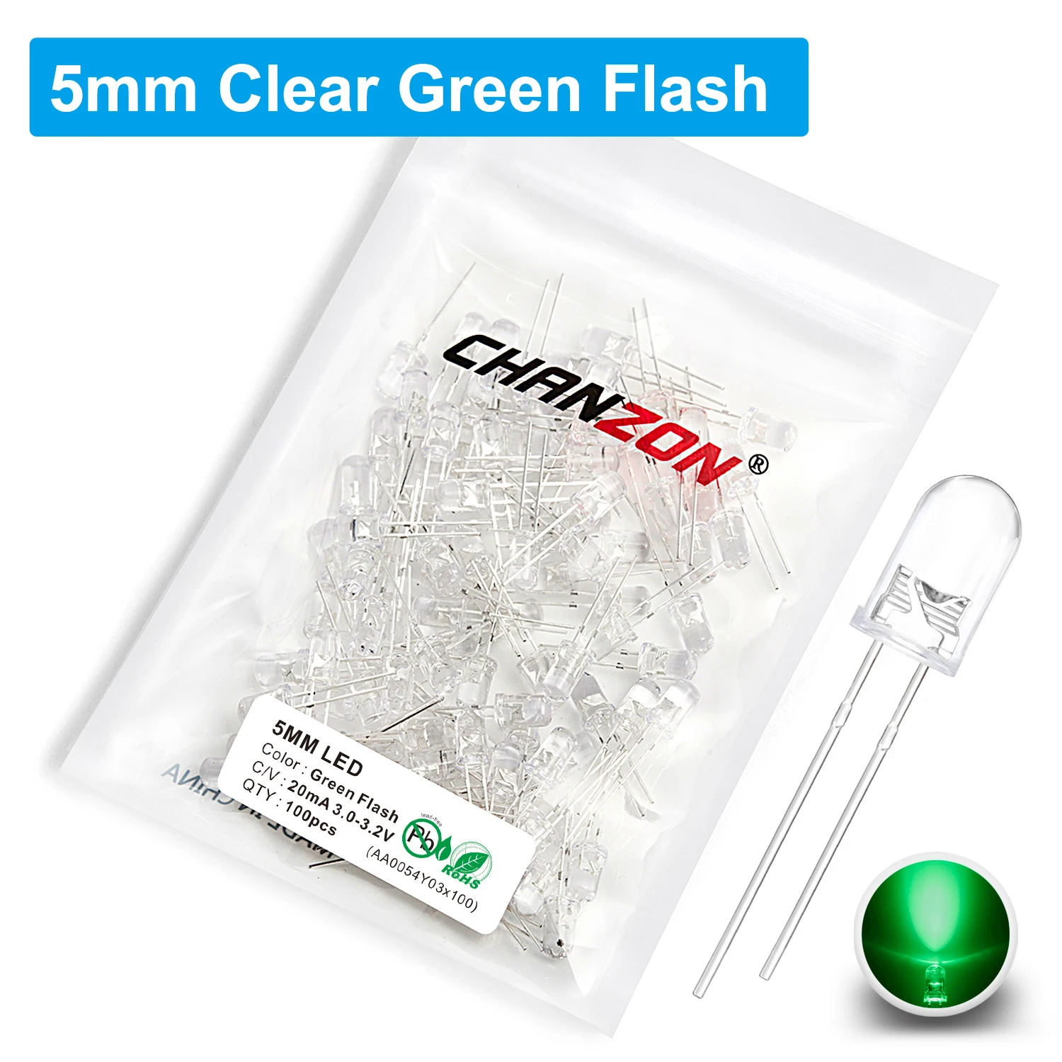 BREAKA 100 Pz 3mm Diodo LED Lampeggiante Lento