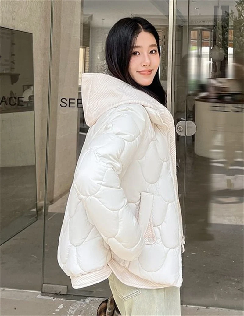 2025 New Fake Two-piece Hooded Winter Jacket Women Warm Parkas Long Sleeve Casual Cotton Padded Jacket Female Outwear