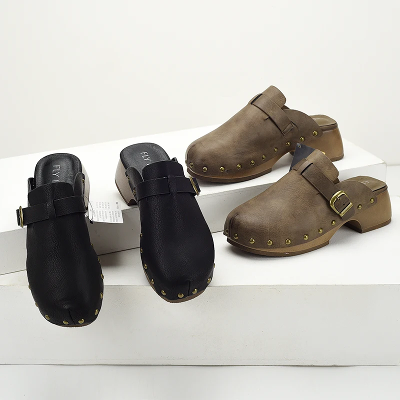 Zapatos Med, zapatillas para mujer, cubierta de plataforma, remache del ...