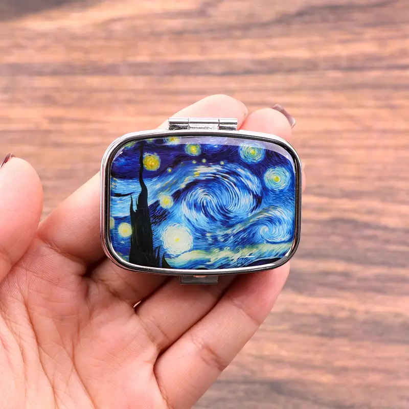 Van Gogh Art Mini Pill Box 2-Compartment Medicine Pill Organizer Household Portable Medicine Storage Box Travel Jwelery Gift - Image 9