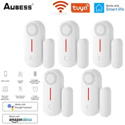 Tuya Smart WiFi Door Sensor Door Open Closed Detectors Door Magnetic Alarm Compatible with Alexa Google Home SmartLife APP