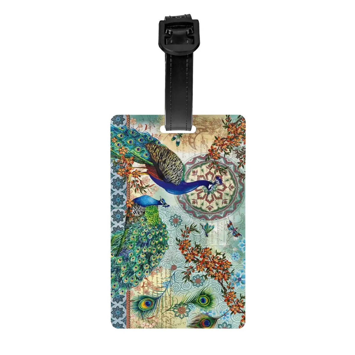 

Peacock Luggage Tag Custom Feather Animal Cute And Beautiful Baggage Tags Privacy Cover ID Label