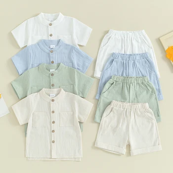 Toddler Boys Summer Linen Outfit 1