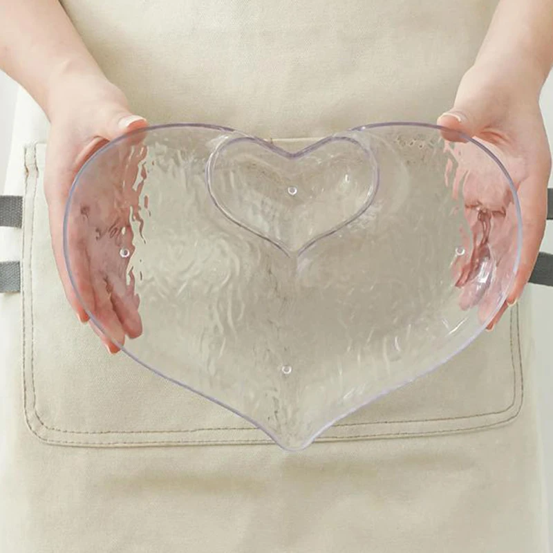 Love Shape Plastic Dumpling Plate With Vinegar Discs Vinegar Dishes Sushi Breakfast Dried Fruit Snack Shell Bone Spitting Dish