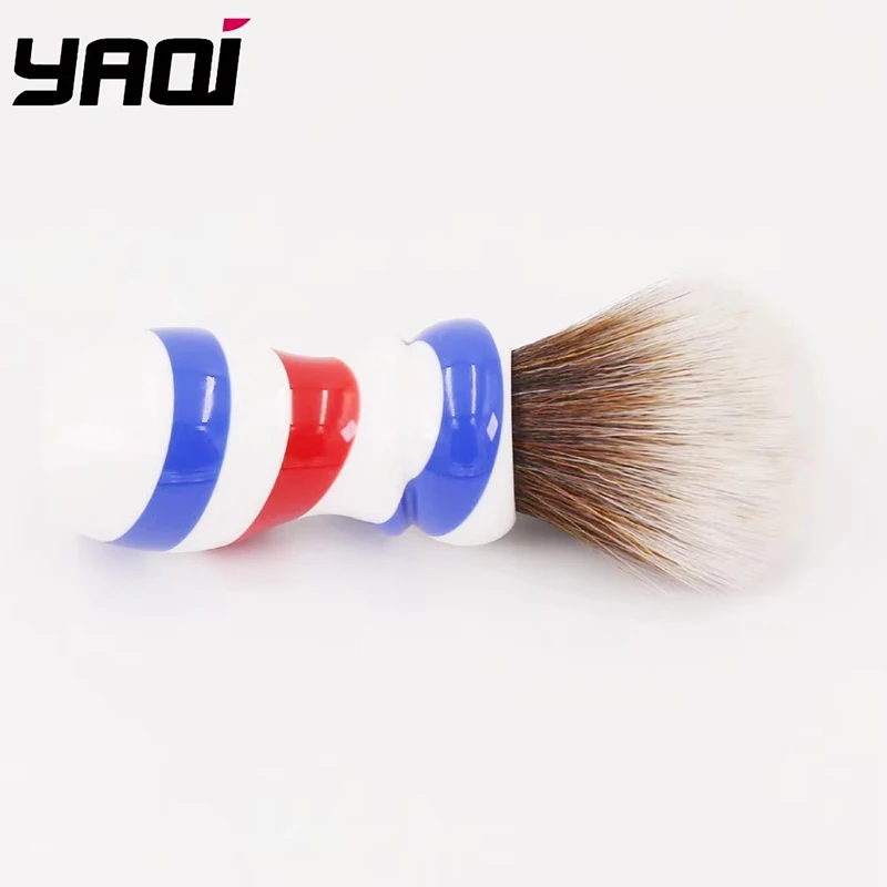 Yaqi High Quality 24MM New Barber Pole Style Brown Synthetic Knot Mens Wet Shaving Brush Retro Fashion Facial Shaving Care Tool