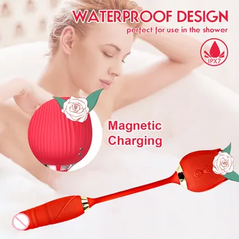 Rose Shape Vaginal Sucking Vibrator G-Spot Vibrator for Female Nipple Oral Clitoris Sucker Stimulation Erotic Sex Toys for Women 6