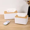 Tissue Box Table Napkin Rings Tissue case Paper Box Container Bamboo Cover Solid Wood Storage Box Home Table Decoration 2