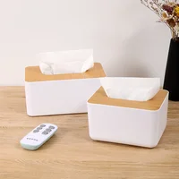 Tissue Box Table Napkin Rings Tissue case Paper Box Container Bamboo Cover Solid Wood Storage Box Home Table Decoration 2