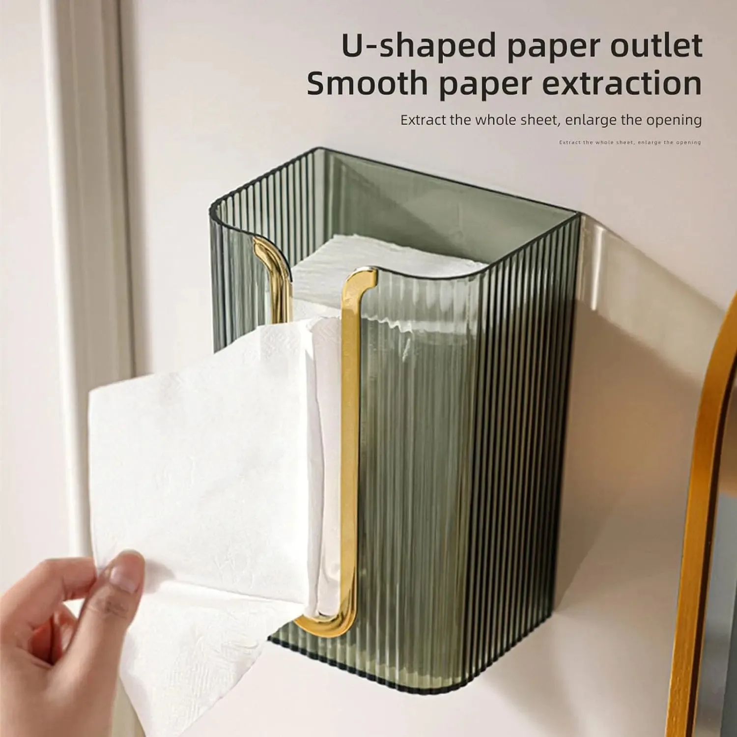 Acrylic Paper Towel Holder, Wall Mounted Paper Towel Dispenser, Adhesive Tissue Box  for Bathroom 2