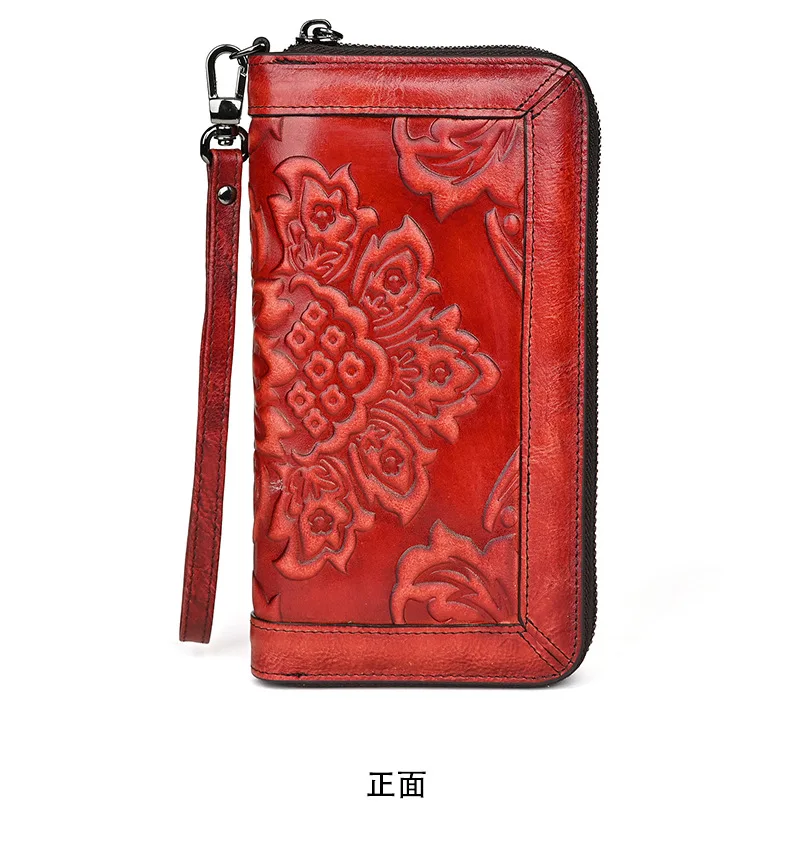 Blumen Damen Echt leder Geldbörse große weibliche Karten halter Brieftasche Frau handgemachte echte Kuh Leder Clutch Tasche – Detail 16