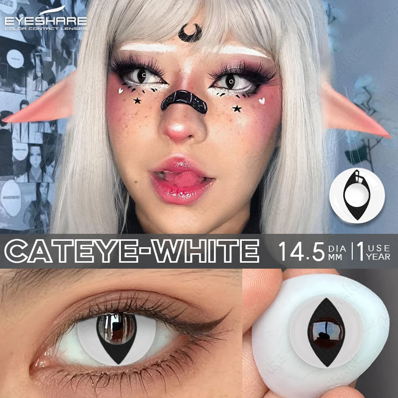 EYESHARE Weiße farbige Kontaktlinsen für Augen, Cosplay, schwarze Augenlinsen, Anime-rote Linsen, 1 Paar jährliche Schönheitskontakte, Make-up – Detail 28