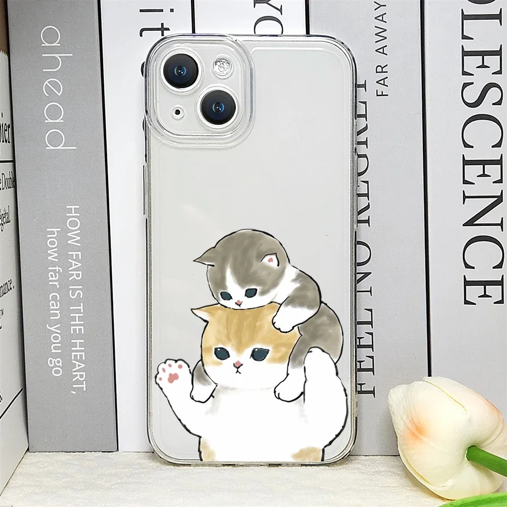 Charming Cartoon Cat Couple Shockproof Phone Case Cover