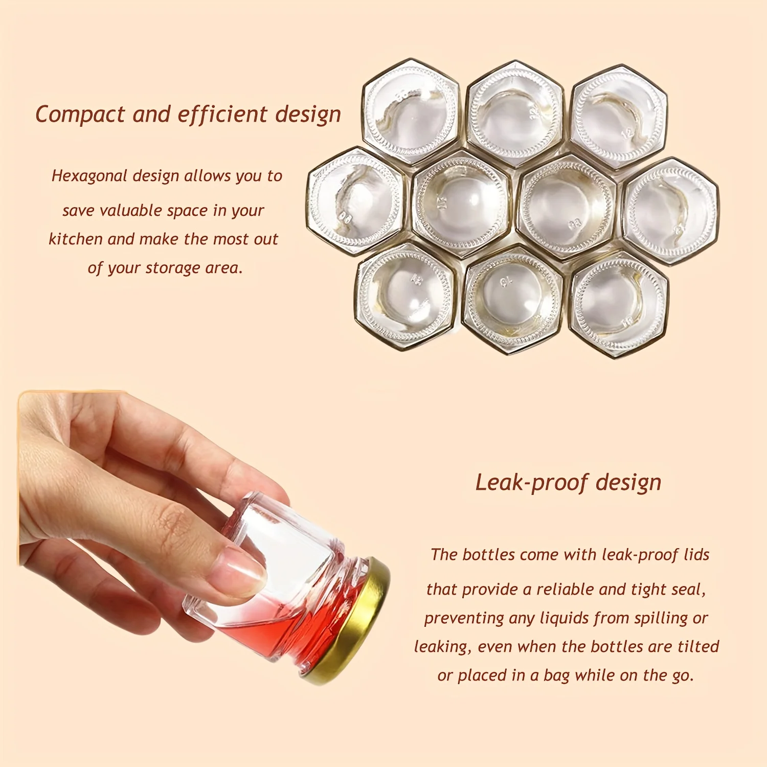 1.5 Oz Hexagon Mini Glass Honey Jars With Wood Dipper, Bee Pendants And Jutes, For Baby Shower, Wedding Favors, Party Favors 4