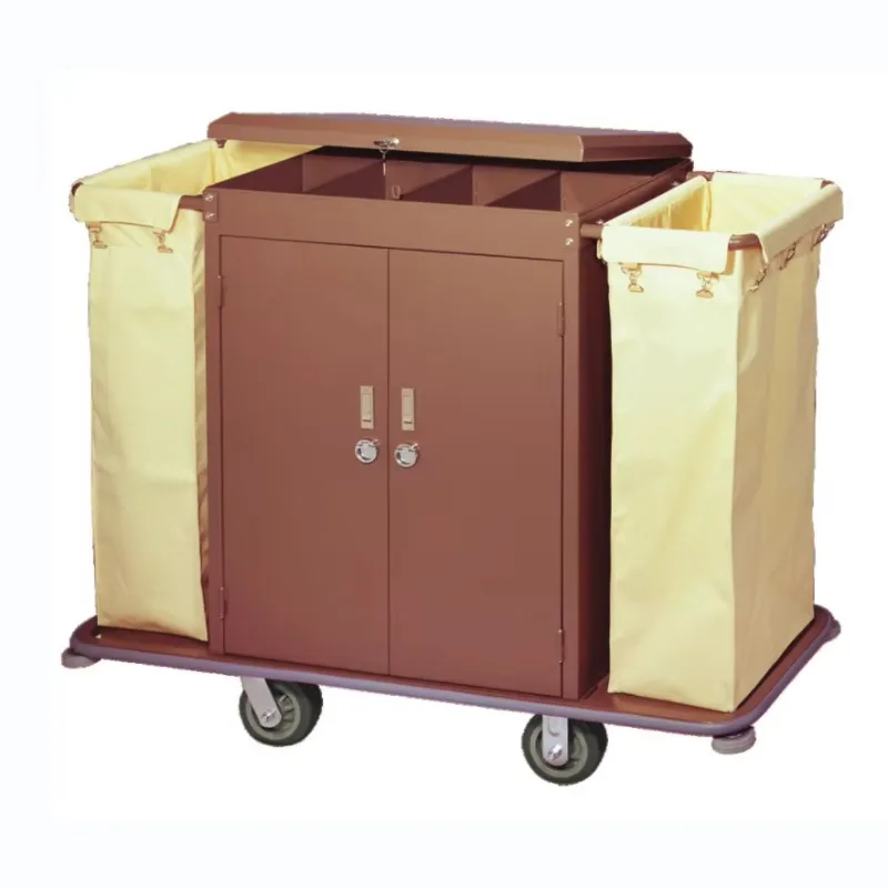 Hotel Room Maid Cart Housekeeping Trolley with Lockable Door