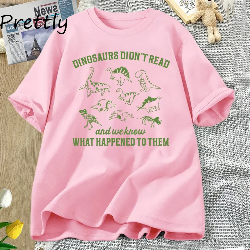 thumbnail image 1 of Camiseta retro Los dinosaurios no leían Camisetas gráficas para mujeres y hombres Camisetas para amantes de los libros Camisetas de animales de los años 90 Regalos de lectura Ropa para mujeres, 1 of 5