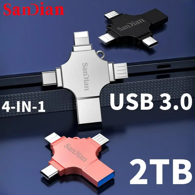 Nuovo Pen Drive 2Tb Tipo C Otg Usb Flash Drive 3.0 Per Iphone Ipad Android 1Tb 2Tb Pendrive 4 In1 Dispositivi Di Archiviazione