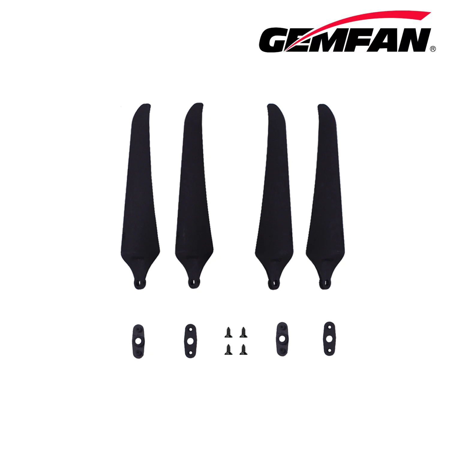 Hélice pliante Gemfan 1051 10 pouces 2 pales fibre de verre Nylon, posée sur fond blanc