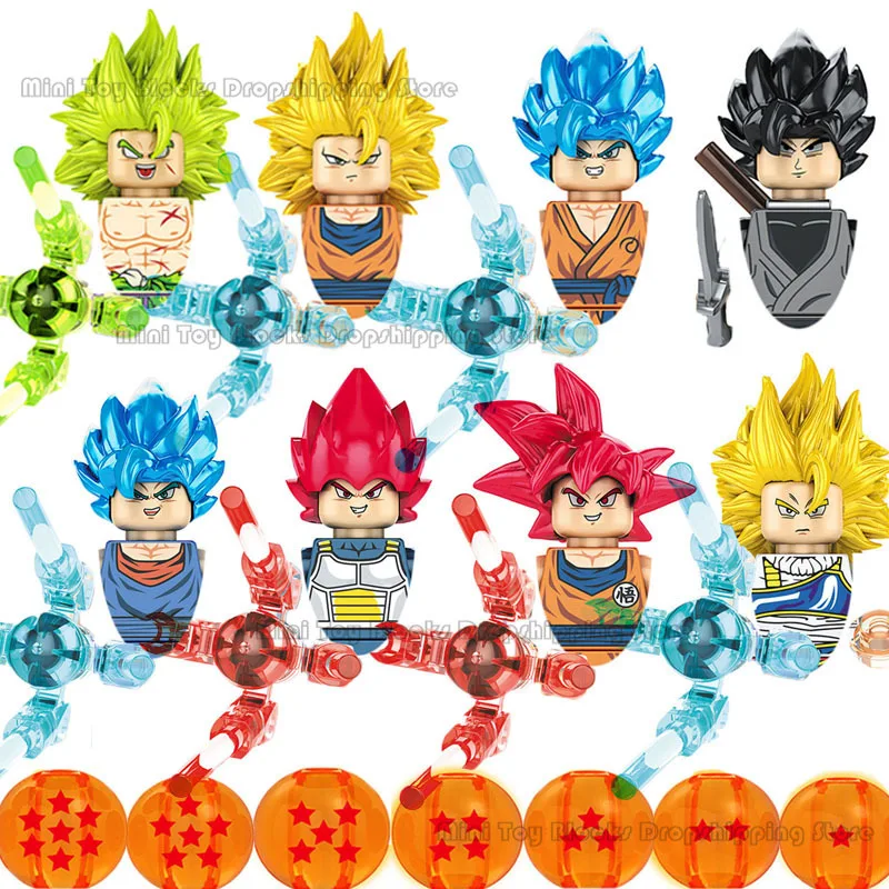 KF6142 Anime Cartoon Dragon Ball Z Building Blocks Mini Action Toy Figure Assemble Bricks Toys For Children Birthday Gifts demon slayer building blocks series mini toys action figure assemble toy tanjirou nezuko inosuke giyuu kyoujurou bricks for kids