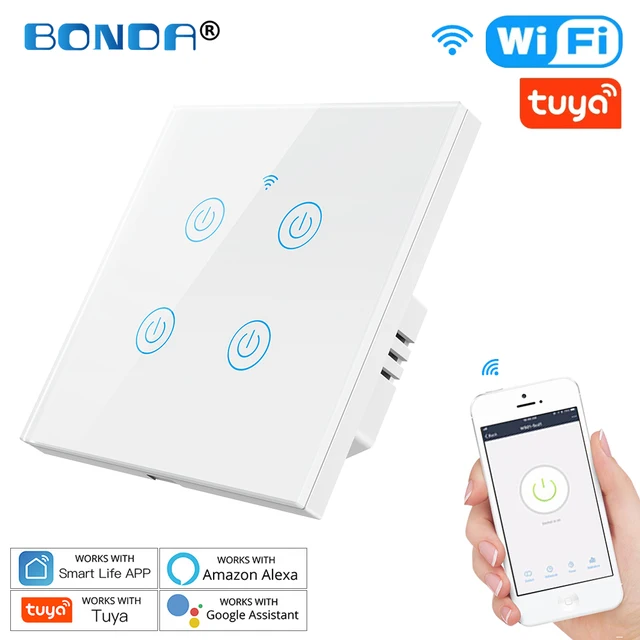 Tuya WiFi Smart Light Switch Eu Luxuray Glass Panel Touch Sensor Smart Life Wall Switch 220V Voice Work with Alexa Google Home 656 White 04