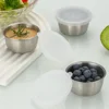 304 Stainless Steel Sauce Seasoning Container 40ml Sauce Cup Silicone Cover Leak-proof Salad Dipping Dish Small Storage Box 6