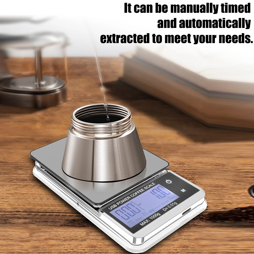 High Precision Auto Timer Mini Pocket Scale Cyclic Rechargeable Electronic Scale Digital Kitchen Coffee Scale 1000g/0.01g
