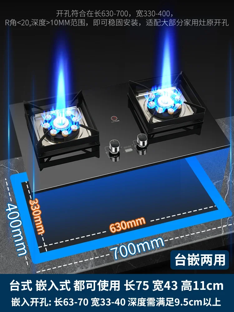 9KW Cooktop gas stove Natural Liquefied Gas cooker Stainless steel gas stove 2 burner Home appliance Kitchen Raging fire cooktop