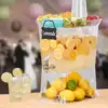 2.5 Gallon Large Tritan Beverage Dispenser with “Party Top” Lid Tray, Drip Catching Tray, Drink ID Tag, Cold Drink Serve 3
