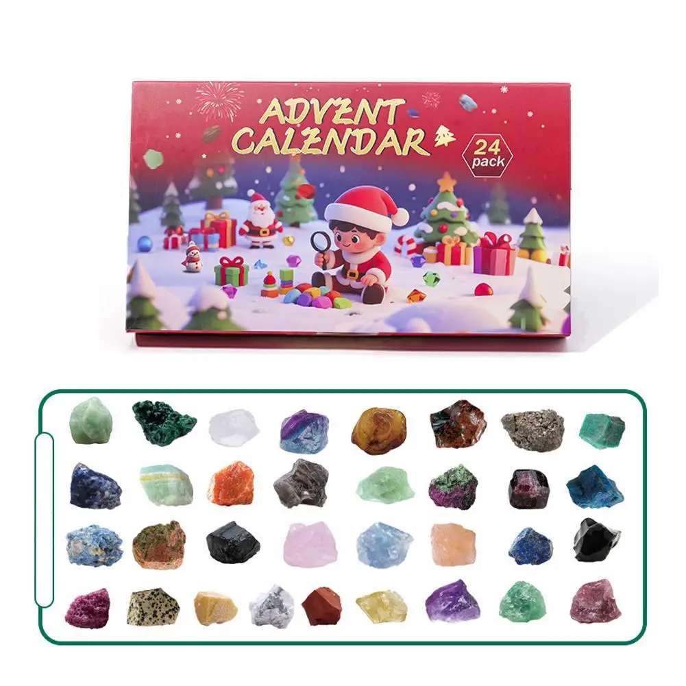Christmas Advent Calendar 24 Days Rock Collection Christmas Countdown Calendar Rock Crystal Stone Kids Gifts