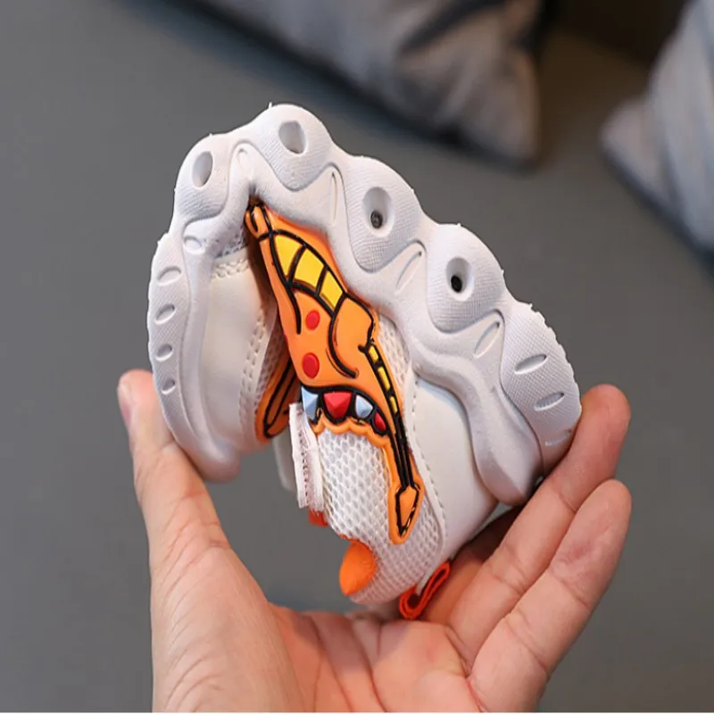 Spring Autumn New Boys' Girls' Dinosaur LED Light Sports Shoes With Mesh Surface Breathable And Casual Light Shoes Children