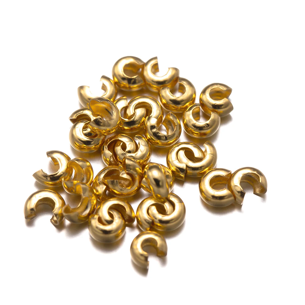 50 teile/los Edelstahl Runde Abdeckungen Crimp End Perlen 3 4 5mm Stopper Spacer Perlen Für DIY Schmuck Machen Erkenntnisse liefert – Detail 5