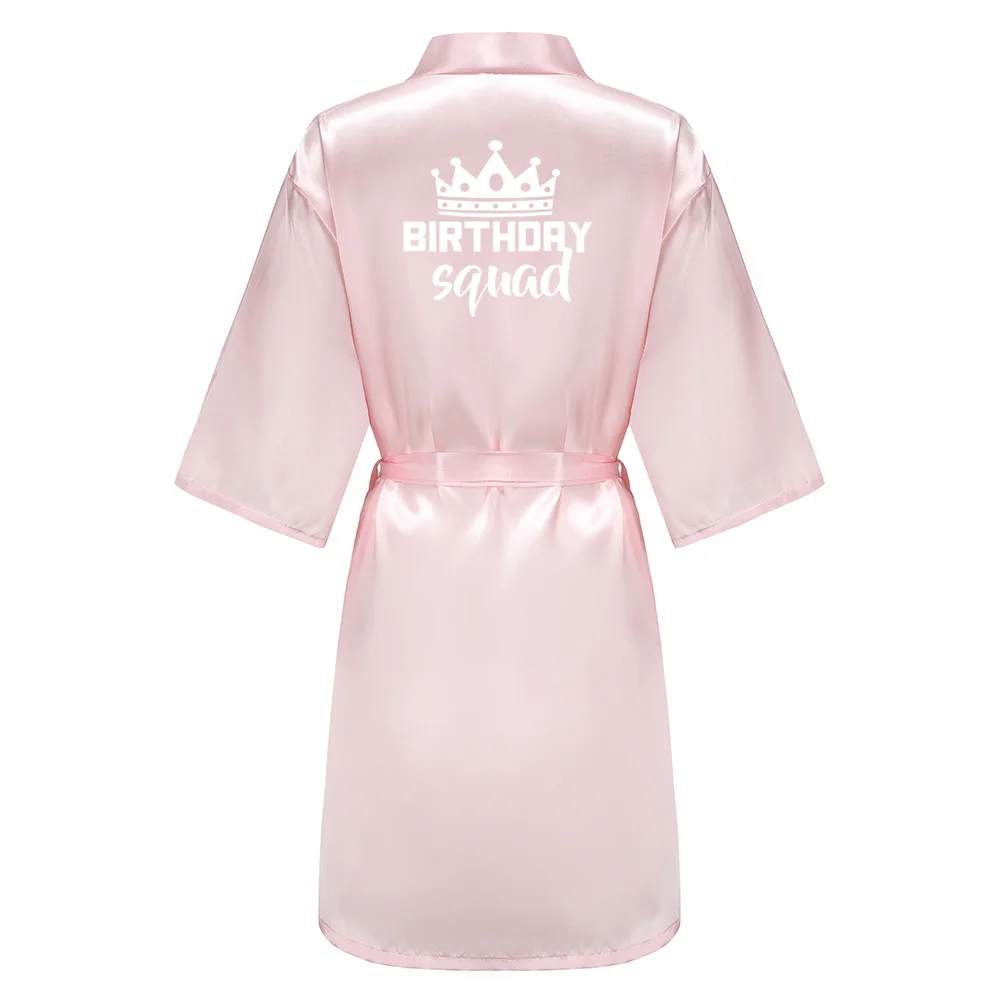 Women Sleepwear Silk Robe Sleepwear Pajamas Cotton Bathrobe Birthday Party Queen Squad Robes Satin Pamas Dressing Gown White Writing Kimono Bathrobe