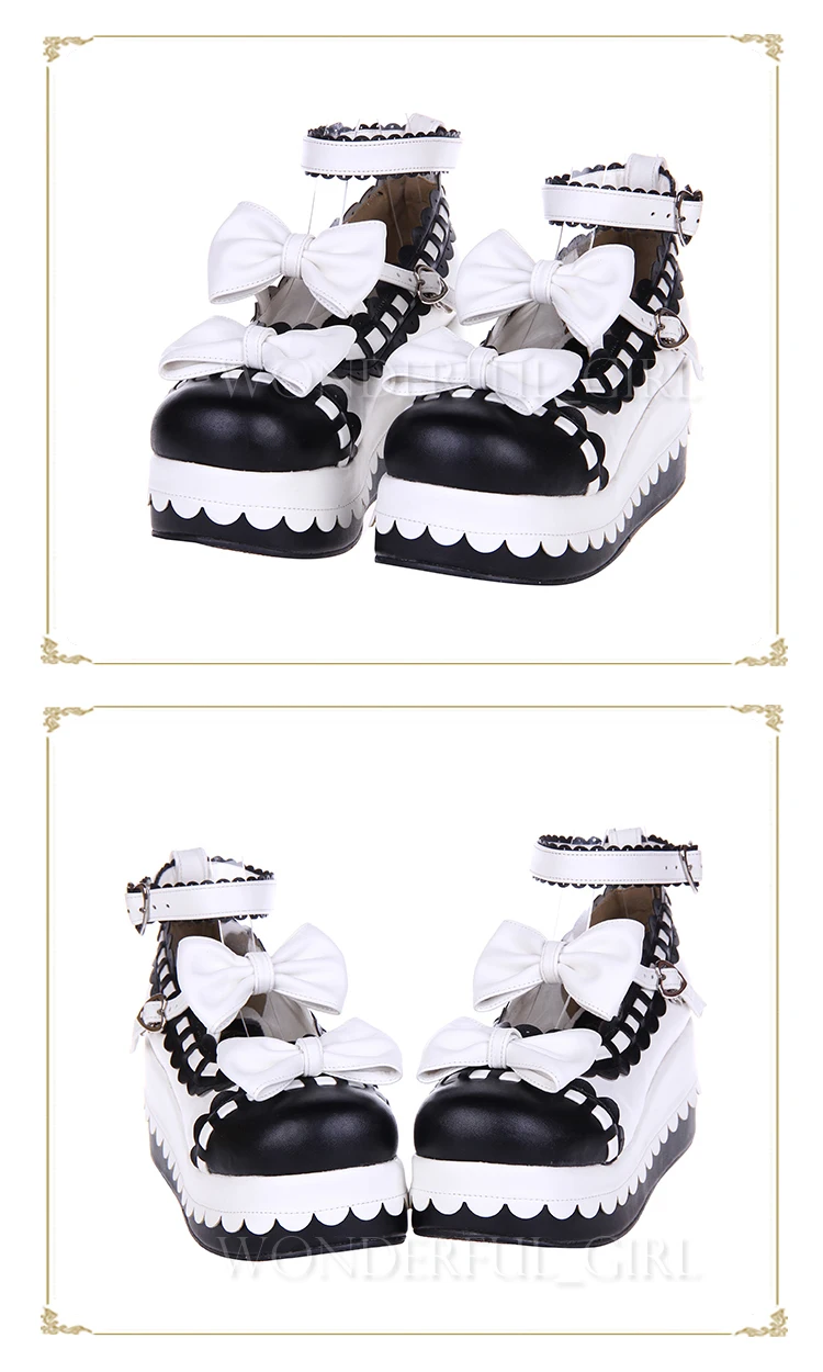 Neue japanische Lolita Plateauschuhe Prinzessin Cosplay Schuhe mit Schleife Größe 35-47 14