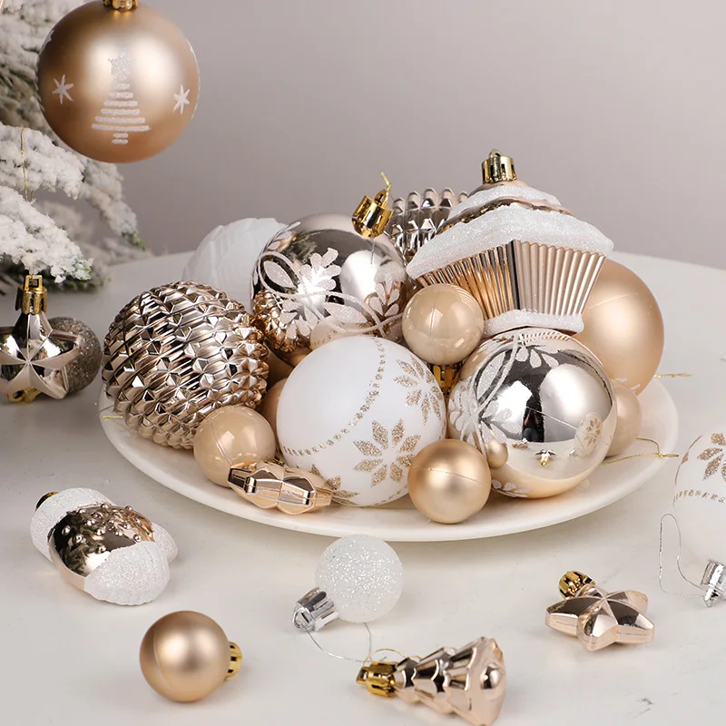 42Pcs 6cm Christmas Ball Champagne Xmas Tree Hanging Pendant Ornaments 2025 Christmas Home Decoration 2026 New Year Party Gifts