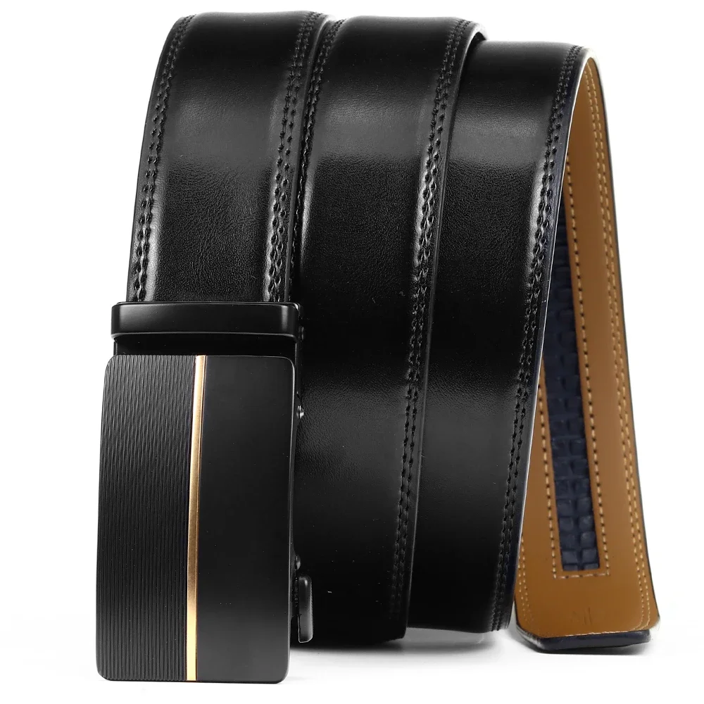 2023 New Men's Belt Cowhide Black Genuine Leather High Quality Automatic Buckle Belt Luxury Design Multiple Styles