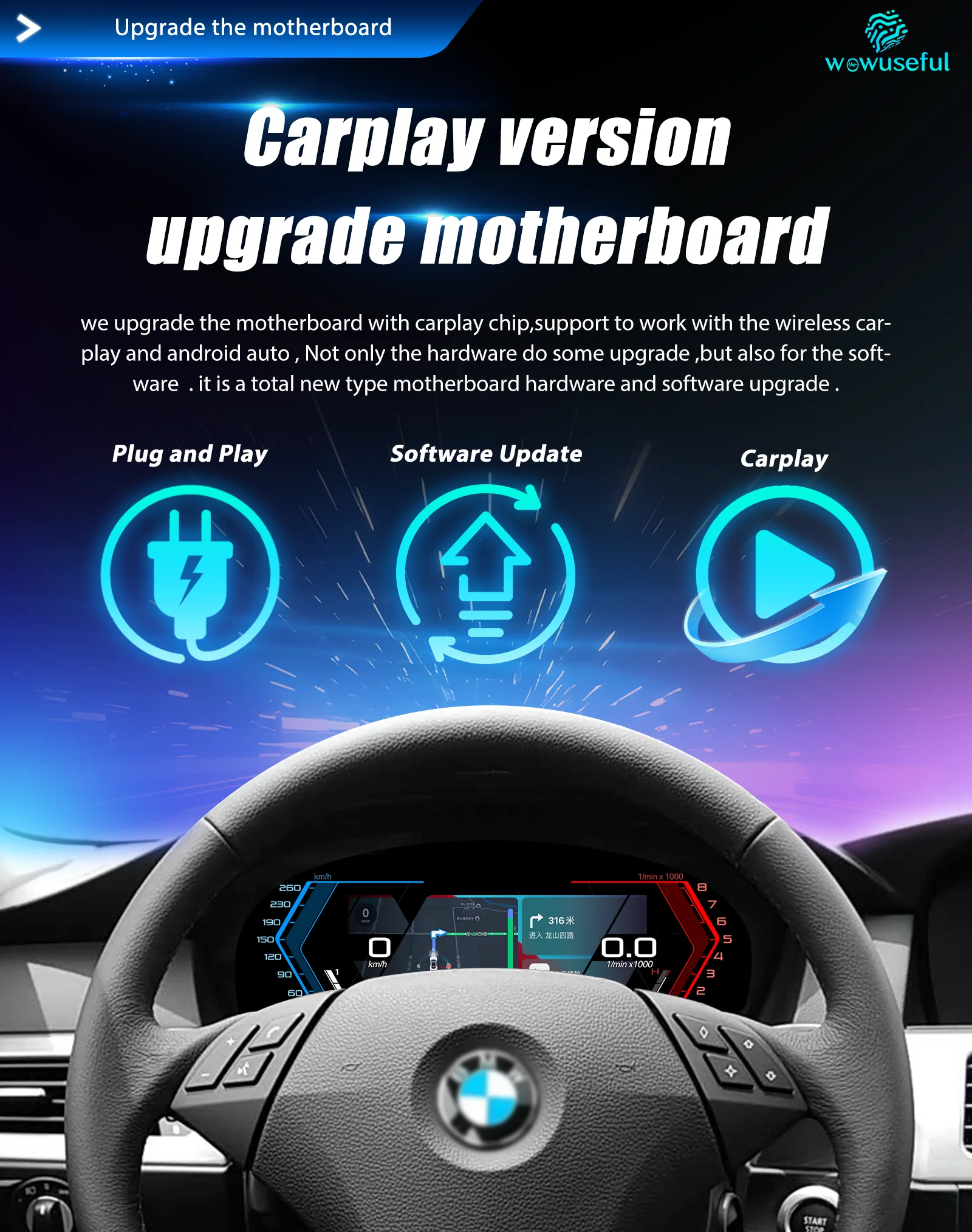 Digitales Kombiinstrument für BMW 3er Serie E90 E91 E92 Baujahre 2005-2012 Virtuelles Cockpit Tachometer Instrumententafel – Detail 2