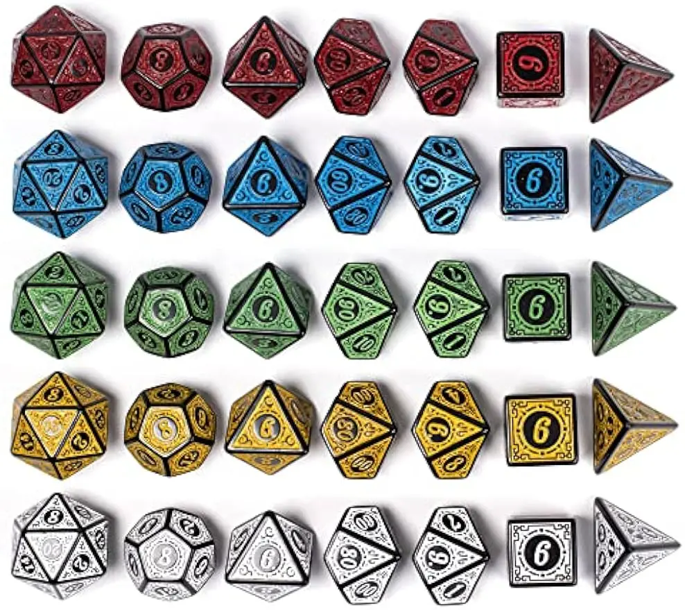Polyhedral Dice Set 35pcs with Leather Dice Bag D&D for Dungeons and Dragons RPG MTG Table Games game dice dice set dice bag