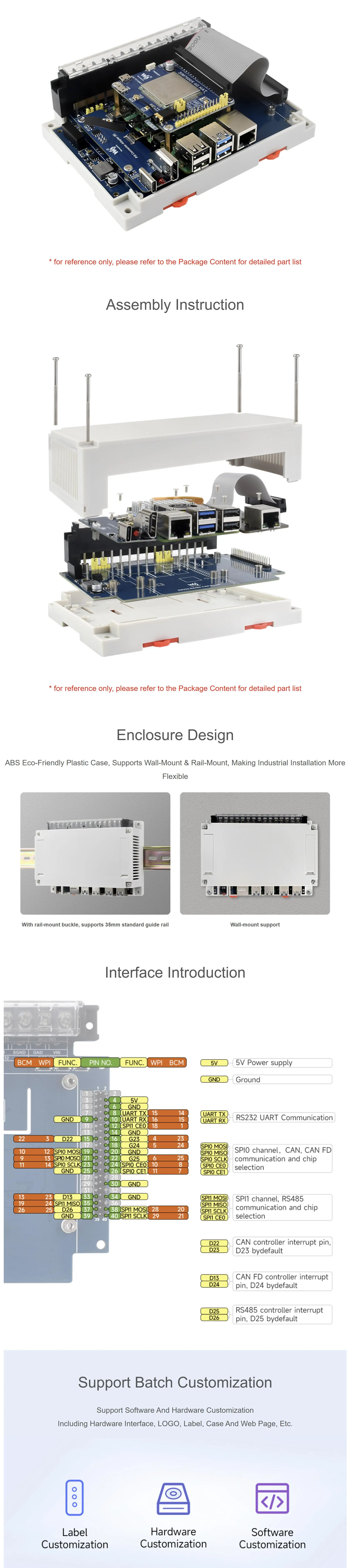 Raspberry Pi Industrial Interface Board Isolation RS232/485 CANFD Expansion Boar