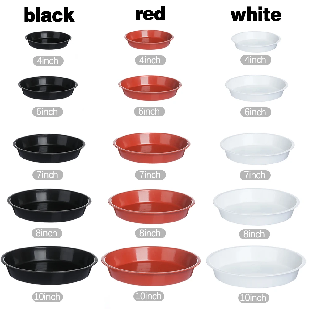 3Pcs Round Plastic Plant Saucer Wear-resistant Drip Trays Durable Heavy Duty Flower Pot Red White Black Colors Home Decoration