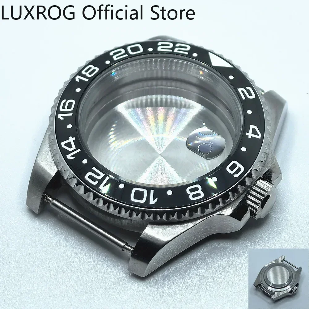 Stainless Steel 40MM Black Blue Ceramic Insert Watch Case