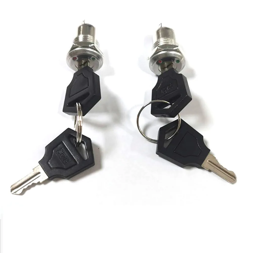 

12mm Zinc Alloy Electronic Key Switch ON OFF Lock Switch Phone Lock Security Power Switch Tubular Terminals+2 Keys 2 Position