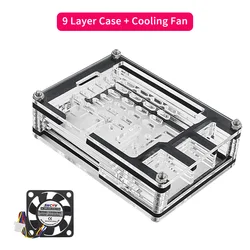Raspberry Pi Acrylic Case with Enhanced Cooling System - 9 Layer Protection and Optional Aluminum Heatsink (Case Fan)
