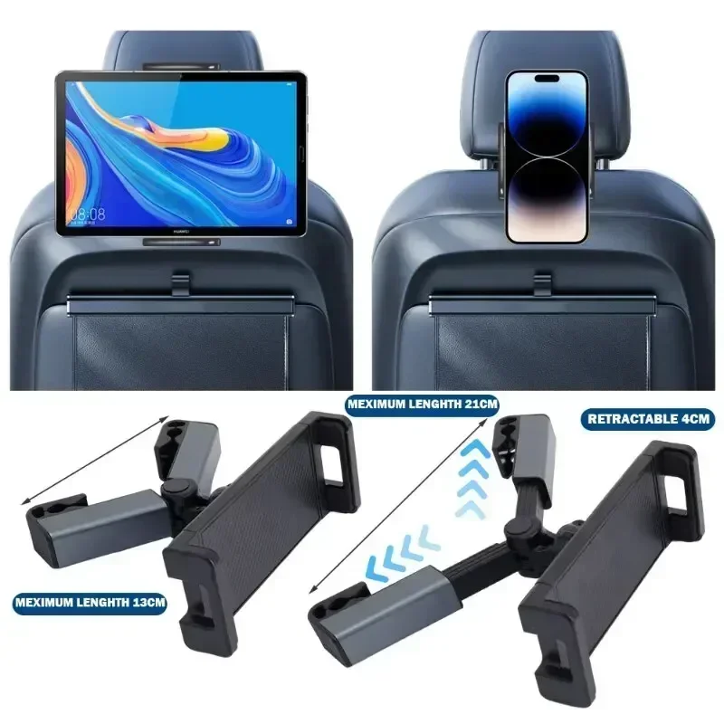 Black ABS Car Headrest Tablet Mount Holder for iPad and Tablets