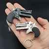 Rubber Band Shot Gun Toy Mini Keychain: Fun Creative Outdoor Party Accessory Alloy Pistol Collection Toy for Children Boy Gift 2