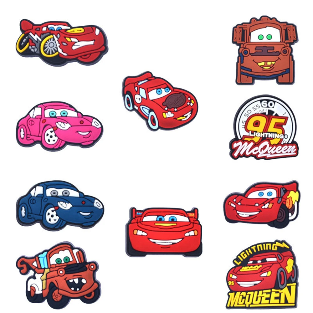 10/20pcs Disney Cars Lightning McQueen Shoe Charms Accessories DIY Shoe Decoration Kids Gifts