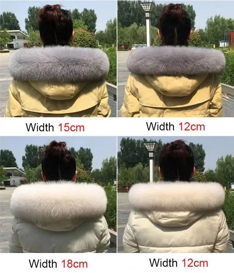 Real Fox Fur Collar Women Universal Hat Strip Down Jacket Fur Collar Winter Warm Fur Scarf Shawl Luxury Neck Warmer Fur Scarf