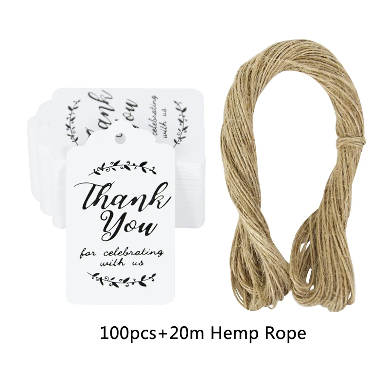 Bulk Set of 100 Handmade Kraft Paper Gift Tags with Hemp Ropes