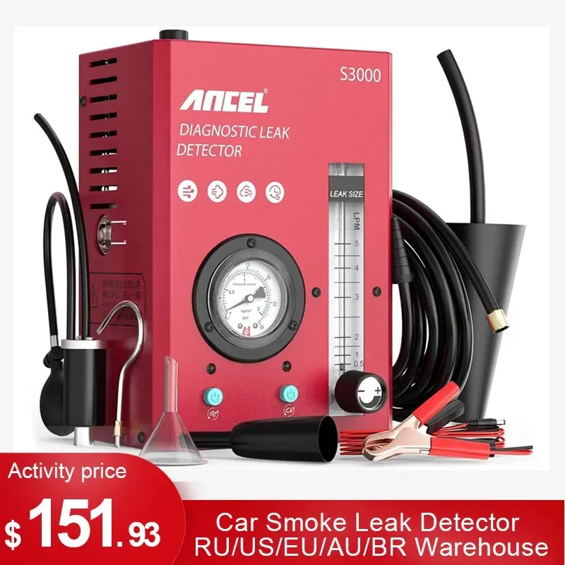 자동차 검사도구 ANCEL S3000 자동차 연기 누출 감지기, 공기 펌프 포함, 12V EVAP 진단 도구, 진공 테스터, 연료 파이프 누출 탐지기, 모터사이클용